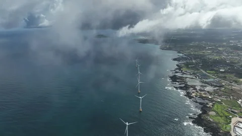 Offshore wind turbines generating renewable energy, South Korea 動画素材 346820640