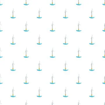 Offshore wind turbines generating renewable energy seamless pattern Stock Illustration