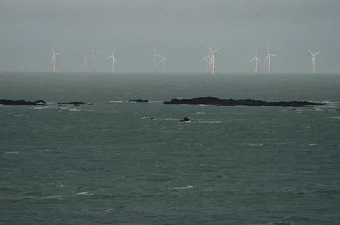 Offshore wind turbines. Stock Photos