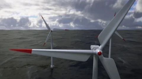 Offshore windpark Stock Footage 77266737