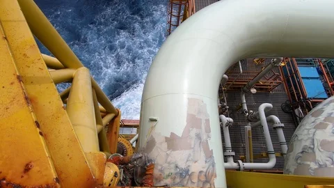 Offshore workers working at height and overboard. Stock-Footage 99136607