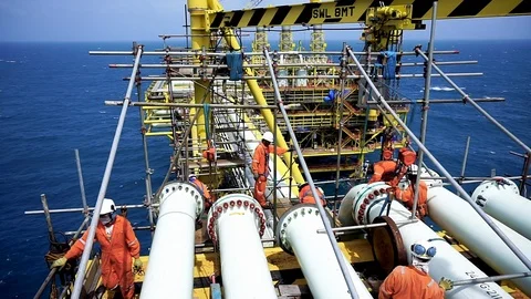 Offshore works. Stock Footage 108421748