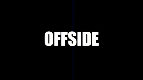 Offside Animated Text, Sports Rule Concept with Blue Dividing Line on Black.. 库存影片 330280388
