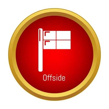 Offside flag with text in round button Illustrazione stock
