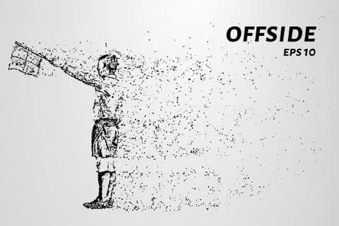 The offside of the particles. The referee raised the flag consists of dots an Stock Illustration