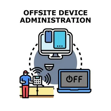 Offsite device administration connecting remote technology systems 스톡 일러스트