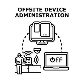 Offsite device administration connecting remote technology systems 스톡 일러스트