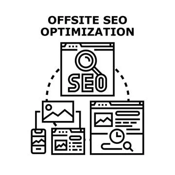 Offsite seo optimization strategy for web marketing Stock Illustration