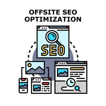 Offsite seo optimization strategy for web marketing 库存插图