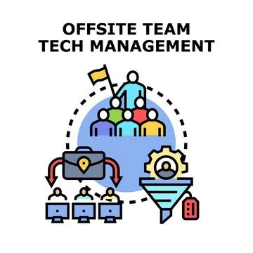 Offsite team tech management concept vector illustration Stock Illustration