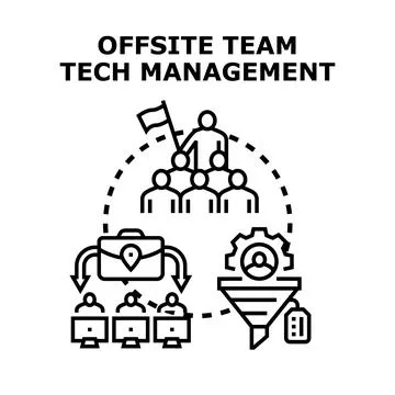 Offsite team tech management concept vector illustration Stock Illustration