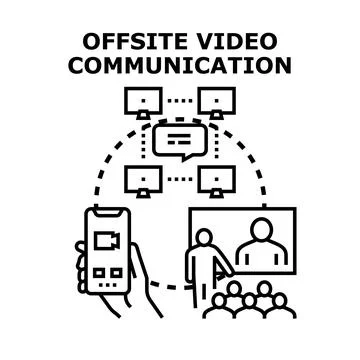 Offsite video communication global remote meeting concept Stock Illustration
