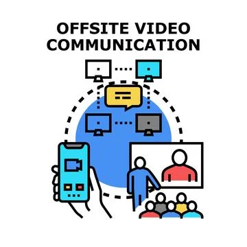 Offsite video communication global remote meeting concept Stock Illustration