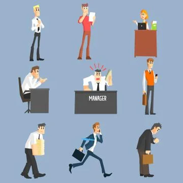 Ofiice Workers Icon Set Stock Illustration