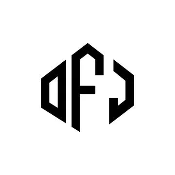 OFJ letter logo design with polygon shape. OFJ polygon and cube shape logo .. Stock Illustration