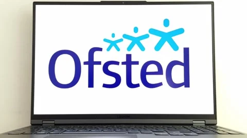 Ofsted logo displayed on laptop Stock-Footage 242865947