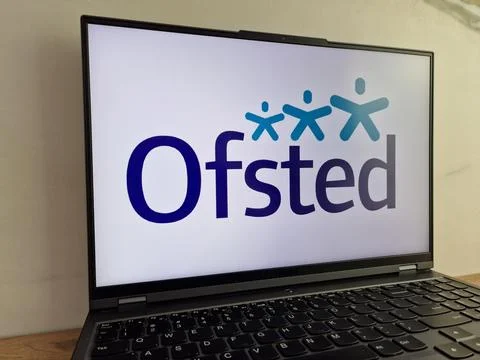 Ofsted logo displayed on laptop Stock Photos