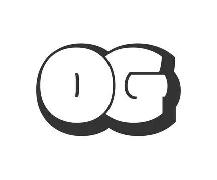 OG logo, bubble comic lettering, rounded in graffiti style black and white .. Stock Illustration