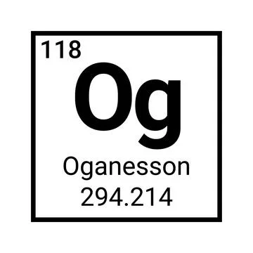 Oganesson chemistry element symbol. Laboratory atomic icon Stock Illustration
