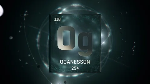 Oganesson as Element 118 of the Periodic Table 3D illustration on green Stock-Footage 119674704