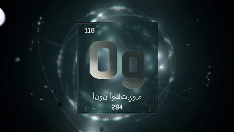 Oganesson as Element 118 of the Periodic Table 3D illustration on green 스톡 동영상 128776363