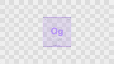 Oganesson Og Periodic Table Element Tile Labeled Animation Video Overlay Alpha 4 Stockbeeldmateriaal 339371807