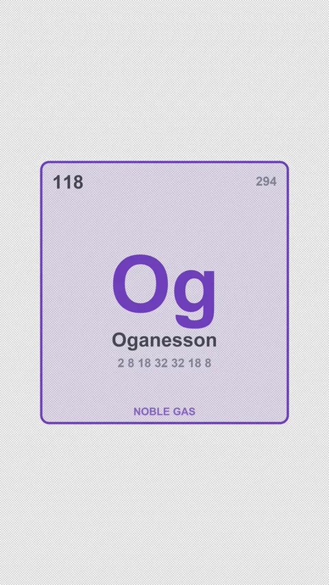 Oganesson Og Periodic Table Element Tile Labeled Alpha 4K Vertical 9x16 Light Vídeo Stock 339497032