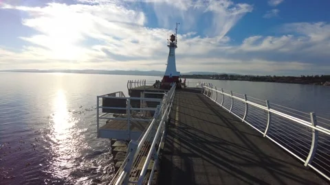 Ogden Point Lighthouse in Victoria Video stock 162429660