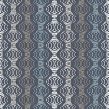 Ogee seamless vector curved pattern, abstract geometric background. Mid centu Stock Illustration