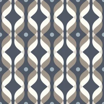 Ogee seamless vector curved pattern, abstract geometric background. Mid centu Stock Illustration