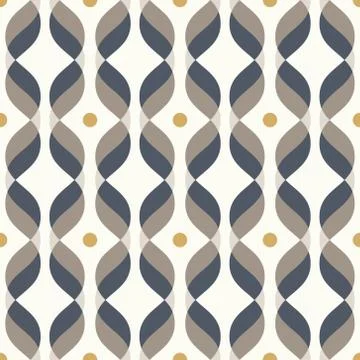Ogee seamless vector curved pattern, abstract geometric background. Mid centu Stock Illustration