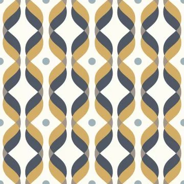 Ogee seamless vector curved pattern, abstract geometric background. Mid centu Stock Illustration