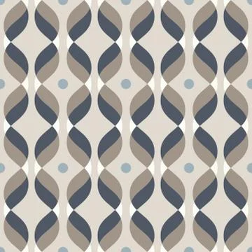 Ogee seamless vector curved pattern, abstract geometric background. Mid centu Stock Illustration