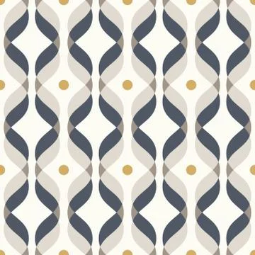 Ogee seamless vector curved pattern, abstract geometric background. Mid centu Stock Illustration