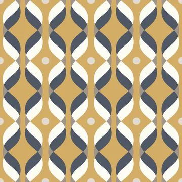 Ogee seamless vector curved pattern, abstract geometric background. Mid centu Stock Illustration