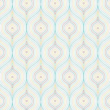 Ogee Waves Seamless Vector Pattern In Trendy Colors. Stock Illustration