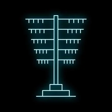Ogham script neon glowing ancient irish alphabet Stock Illustration