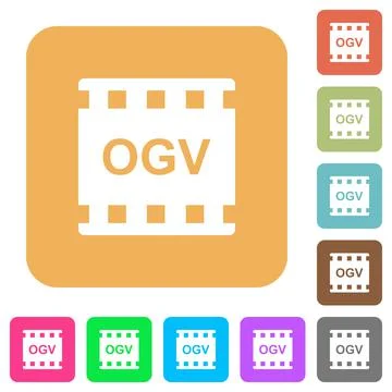 OGV movie format rounded square flat icons Stock Illustration