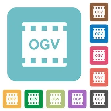 OGV movie format rounded square flat icons Stock Illustration