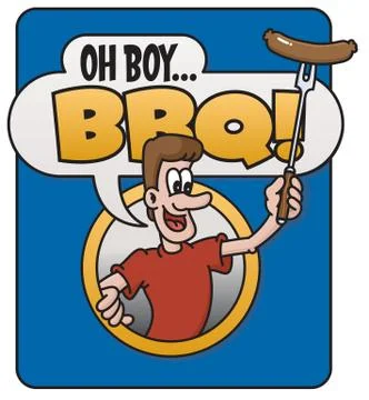 Oh Boy, Barbecue! vector design Stock Illustration