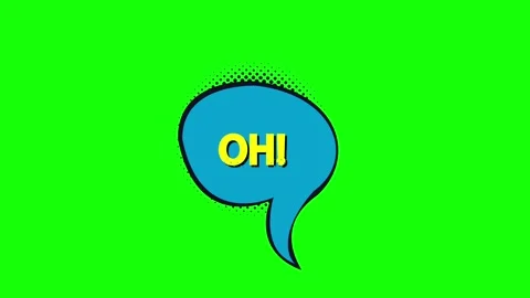 Oh comic speech bubble expression animation on green screen Stock Footage 314419466