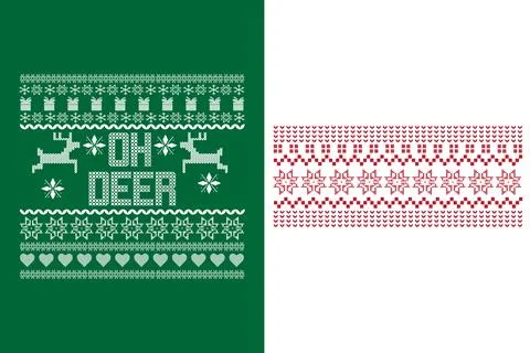 Oh deer red pattern christmas seamless design vector Stock Illustration