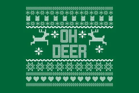 Oh deer red pattern christmas seamless design wi vector Stock Illustration