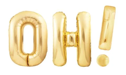 Oh! interjection with exclamation mark made of inflatable balloons isolated on Stock Photos