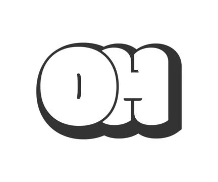 OH logo, bubble comic lettering, rounded in graffiti style black and white .. Stock Illustration