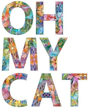OH MY CAT. Vector zentangle object for decoration Illustrazione stock