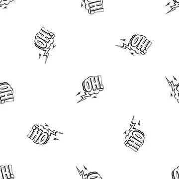 Oh, speech bubble pattern seamless black 스톡 일러스트