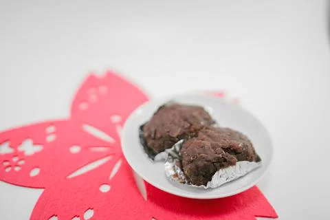 Ohagi (sweets with red beans) Stock Photos