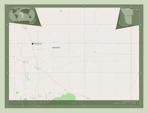 Ohangwena, Namibia. OSM. Labelled points of cities Stock Illustration