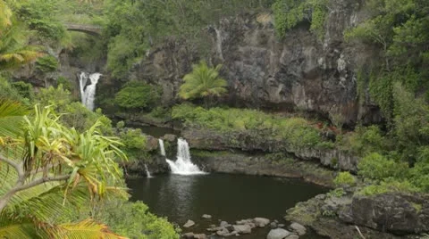 Oheo Gulch waterfalls (Seven Sacred Pools), Maui, Hawaii Stock Footage